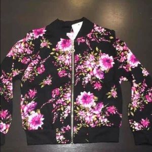 Girls Floral Bomber Jacket